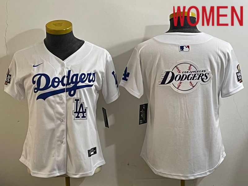Women Los Angeles Dodgers Blank White Game 2024 Nike MLB Jersey style 112119->women mlb jersey->Women Jersey